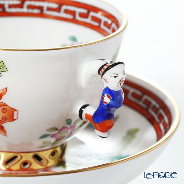 ヘレンド シノワズリ（中国趣味） ポワッソン（赤） 03371-0-21 マンダリン スモールカップ＆ソーサー