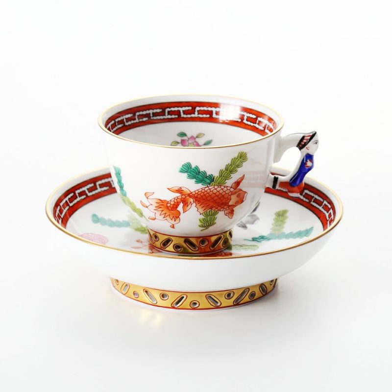ヘレンド シノワズリ（中国趣味） ポワッソン（赤） 03371-0-21 マンダリン スモールカップ＆ソーサー