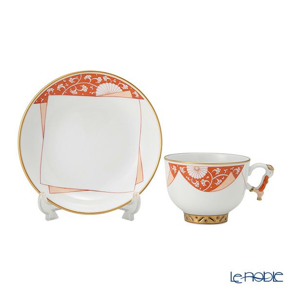 ヘレンド シノワズリ（中国趣味）CHRYMS（赤地菊） マンダリン ラージカップ＆ソーサー 03364-0-21