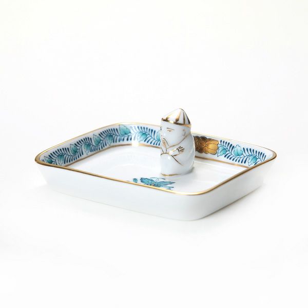 ヘレンド アポニーターコイズ オブロングトレイ マンダリン 8cm 07733-0-21