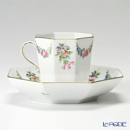 ヘレンド リヒテンシュタインブーケ LTBS 004304-0-00 オクタゴナルカップ＆ソーサー