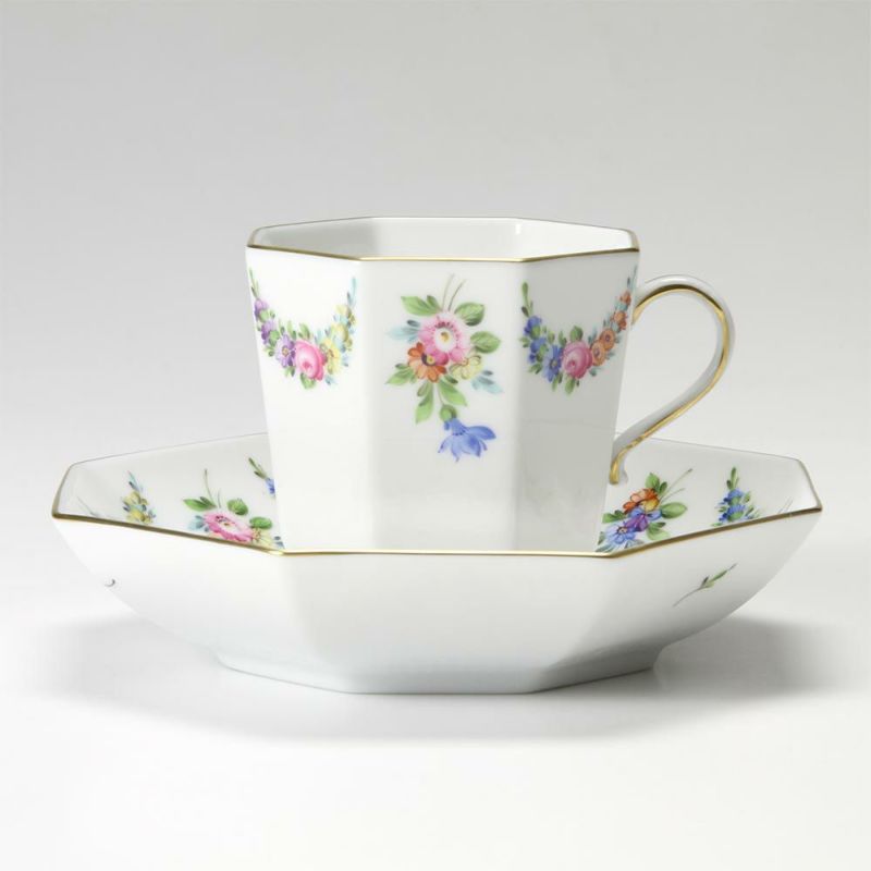 ヘレンド リヒテンシュタインブーケ LTBS 004304-0-00 オクタゴナルカップ＆ソーサー