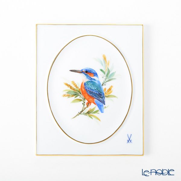 マイセン（Meissen） 陶板 鳥 260110／53n32 Kingfisher カワセミ 18×15cm