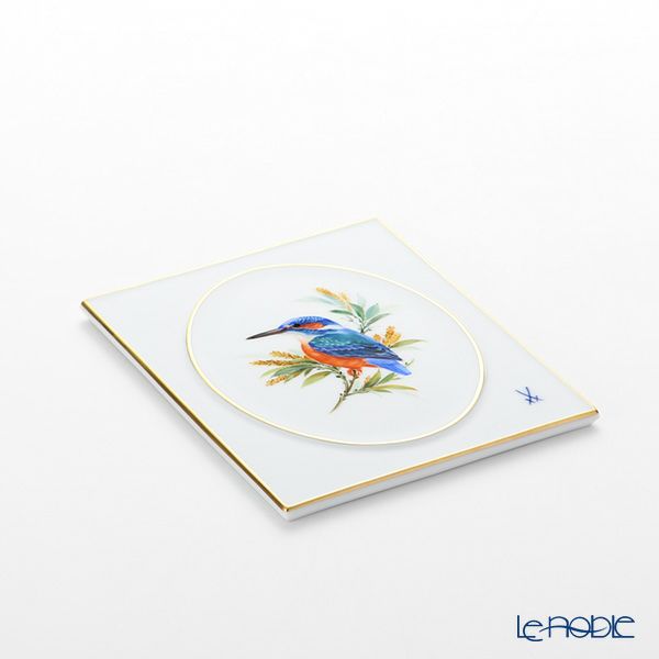 マイセン（Meissen） 陶板 鳥 260110／53n32 Kingfisher カワセミ 18×15cm