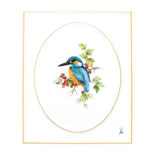 マイセン 陶板 鳥（カワセミ） 20.5×25cm 260110／53n31／Kingfisher