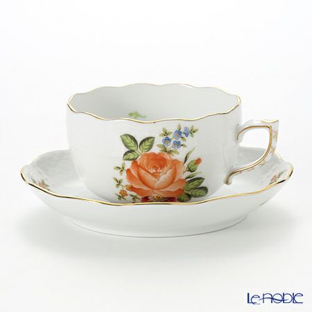 ヘレンド プティットローズブーケ PBR-2 00724-0-00 ティーカップ＆ソーサー 200ml オレンジ
