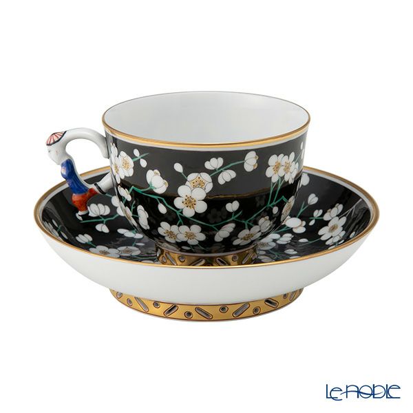 ヘレンド シノワズリ（中国趣味）黒地白梅 PFNB 03364-0-21 マンダリン ラージカップ＆ソーサー