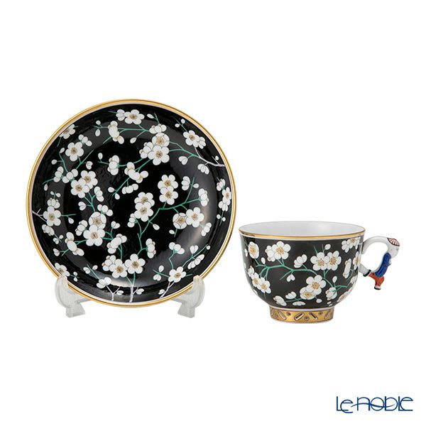 ヘレンド シノワズリ（中国趣味）黒地白梅 PFNB 03364-0-21 マンダリン ラージカップ＆ソーサー