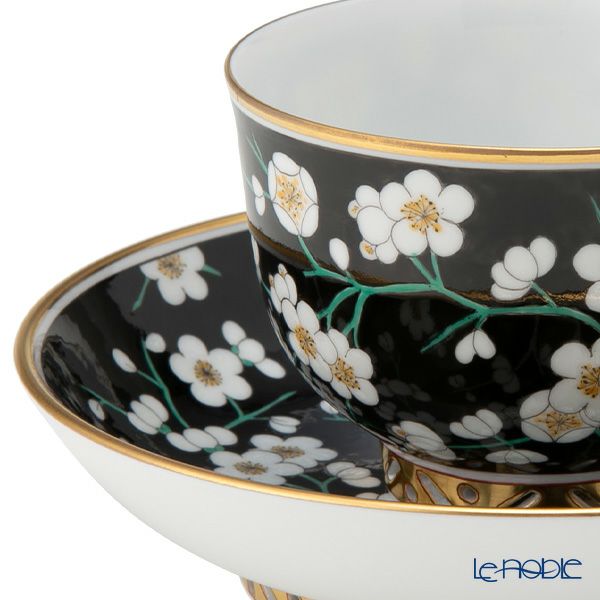 ヘレンド シノワズリ（中国趣味）黒地白梅 PFNB 03364-0-21 マンダリン ラージカップ＆ソーサー