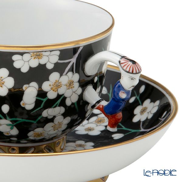 ヘレンド シノワズリ（中国趣味）黒地白梅 PFNB 03364-0-21 マンダリン ラージカップ＆ソーサー