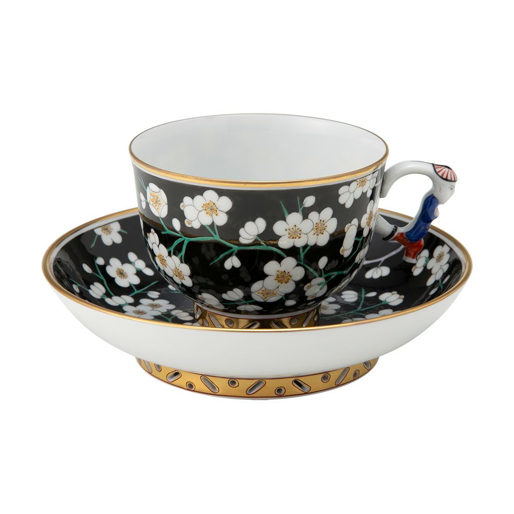 ヘレンド シノワズリ（中国趣味）黒地白梅 PFNB 03364-0-21 マンダリン ラージカップ＆ソーサー