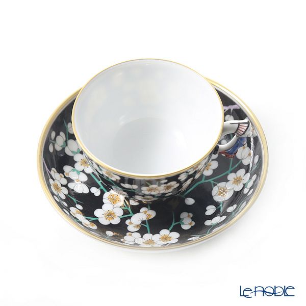 ヘレンド シノワズリ（中国趣味）黒地白梅 PFNB 03371-0-21 マンダリン スモールカップ＆ソーサー