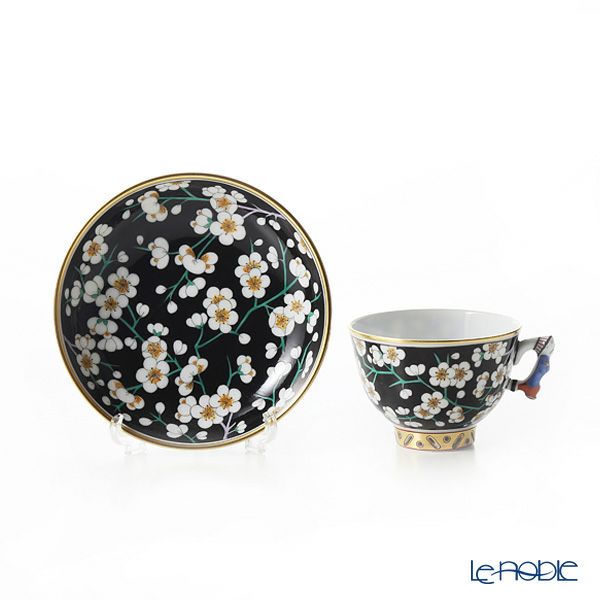 ヘレンド シノワズリ（中国趣味）黒地白梅 PFNB 03371-0-21 マンダリン スモールカップ＆ソーサー
