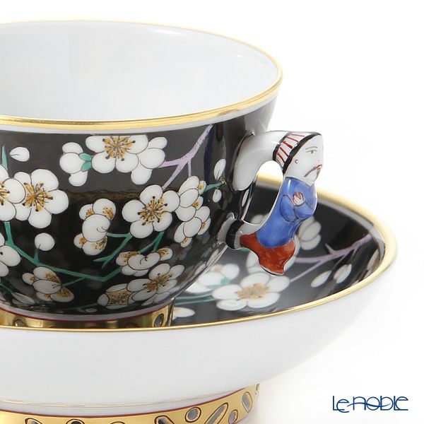 ヘレンド シノワズリ（中国趣味）黒地白梅 PFNB 03371-0-21 マンダリン スモールカップ＆ソーサー