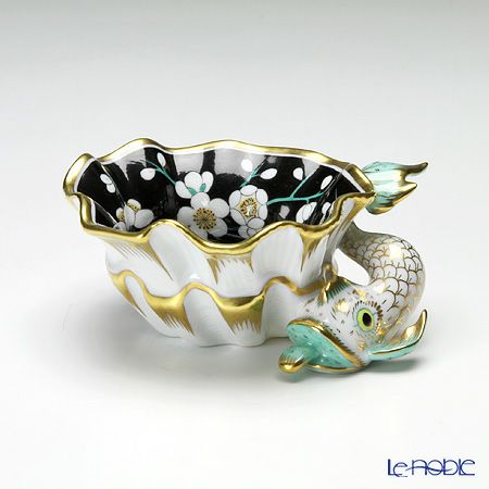 ヘレンド 黒地白梅 PFNB 07729-0-00 アッシュトレイ 10cm