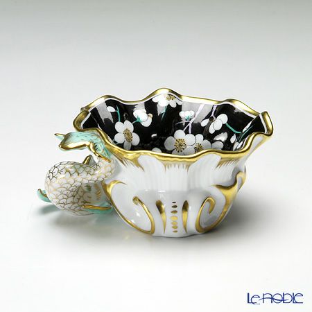 ヘレンド 黒地白梅 PFNB 07729-0-00 アッシュトレイ 10cm