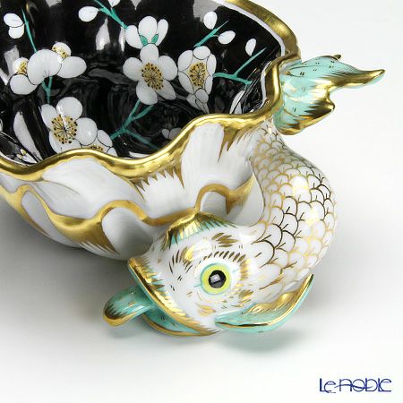 ヘレンド 黒地白梅 PFNB 07729-0-00 アッシュトレイ 10cm