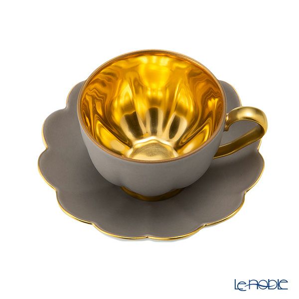アウガルテン（AUGARTEN） メロン スモークグレー＆ゴールド （6925RM） モカカップ＆ソーサー（015）