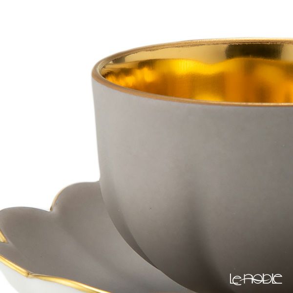 アウガルテン（AUGARTEN） メロン スモークグレー＆ゴールド （6925RM） モカカップ＆ソーサー（015）