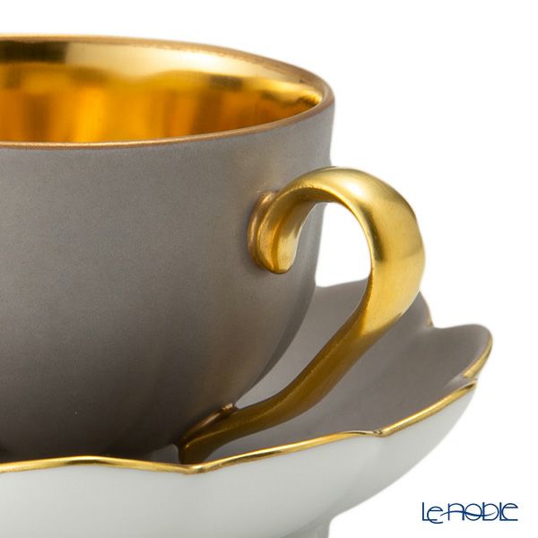 アウガルテン（AUGARTEN） メロン スモークグレー＆ゴールド （6925RM） モカカップ＆ソーサー（015）
