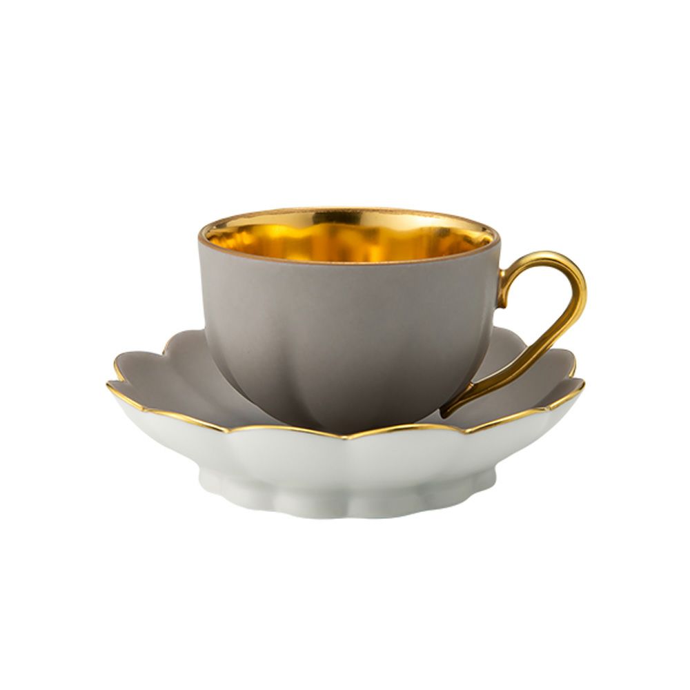 アウガルテン（AUGARTEN） メロン スモークグレー＆ゴールド （6925RM） モカカップ＆ソーサー（015）