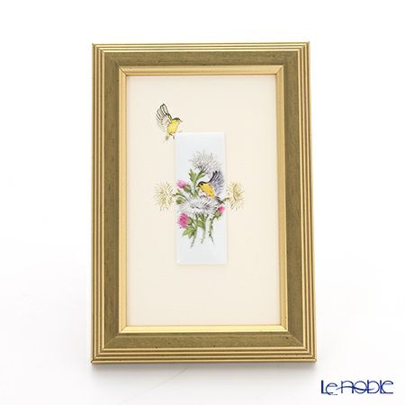 ヘレンド MID-1 08191-0-00 陶板（花と鳥） 6.5×2.5cm