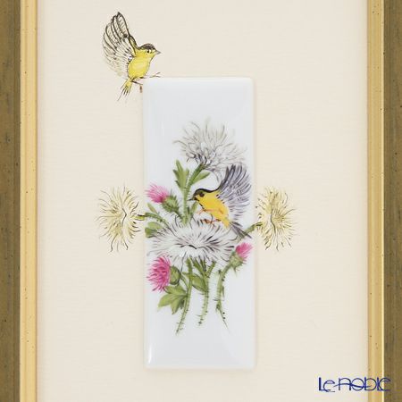 ヘレンド MID-1 08191-0-00 陶板（花と鳥） 6.5×2.5cm