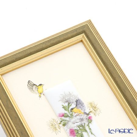 ヘレンド MID-1 08191-0-00 陶板（花と鳥） 6.5×2.5cm