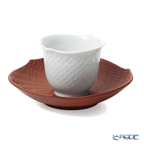 マイセン（Meissen） 波の戯れホワイト 湯のみ（セッ器ソーサー付き）