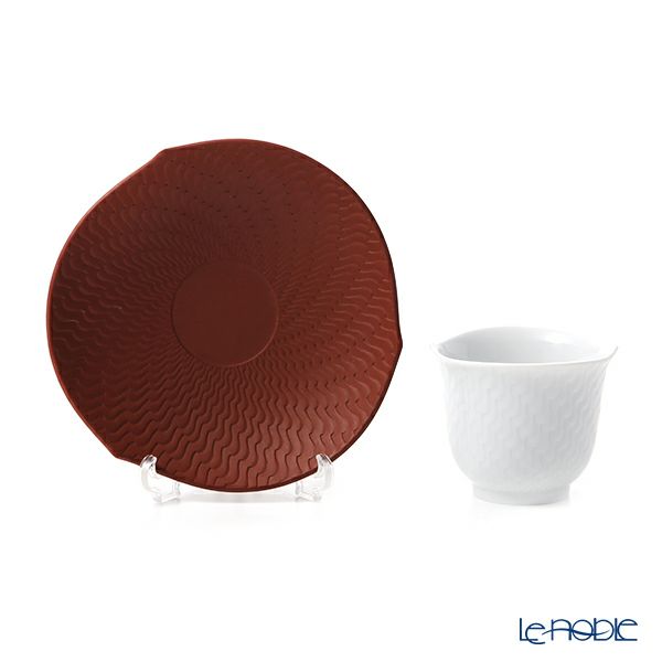 マイセン（Meissen） 波の戯れホワイト 湯のみ（セッ器ソーサー付き）