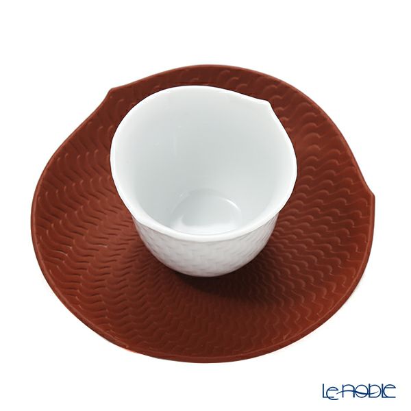 マイセン（Meissen） 波の戯れホワイト 湯のみ（セッ器ソーサー付き）