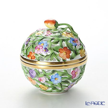 ヘレンド ファンタジー C 06214-0-11／6213 透かしボンボン入れ（ストロベリー）