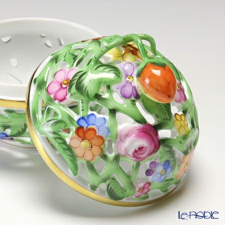 ヘレンド ファンタジー C 06215-0-11／6214 透かしボンボン入れ（ストロベリー）