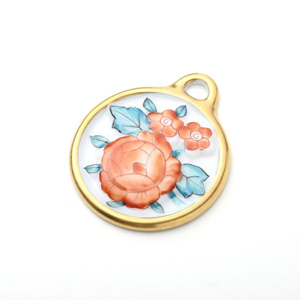 ヘレンド ペンダントトップ C1 08073-0-00 フラワーラウンドオレンジ 4cm