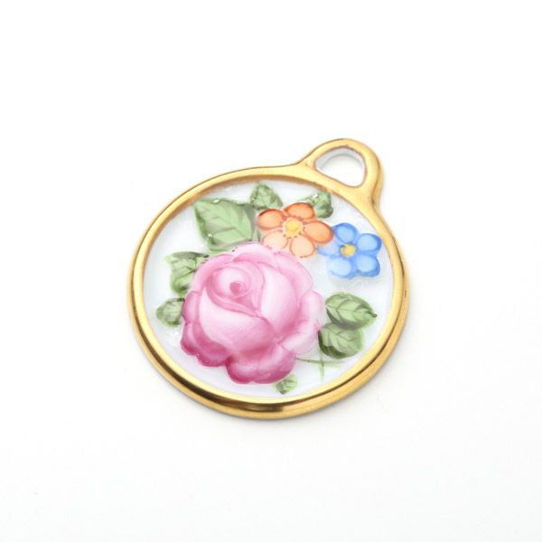 ヘレンド ペンダントトップ C 08073-0-00 フラワーラウンドピンク 4cm（ローズ）