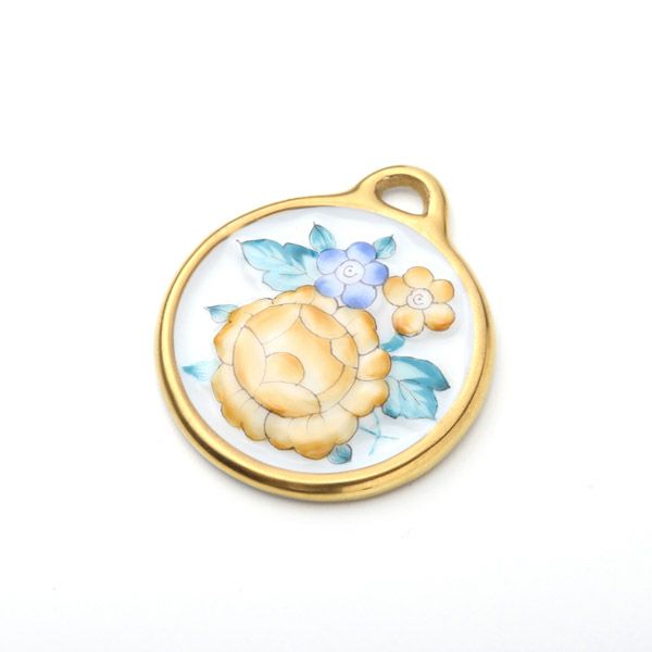 ヘレンド ペンダントトップ C3 08073-0-00 フラワーラウンドイエロー 4cm