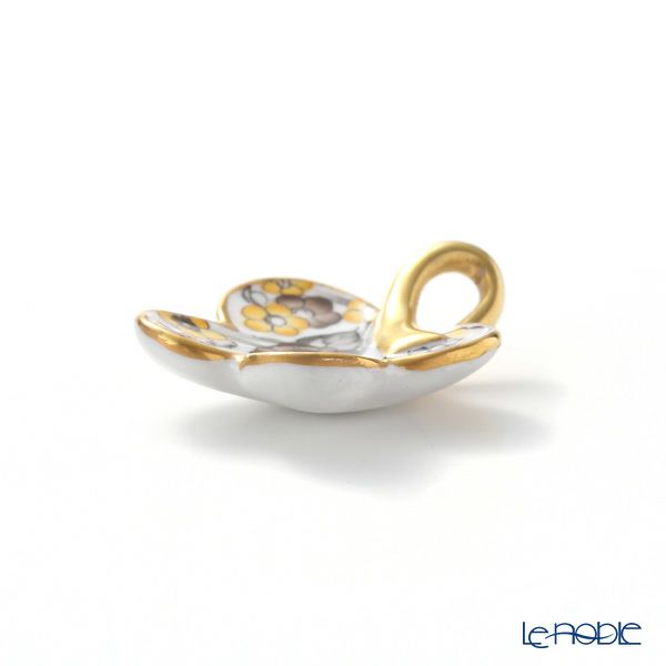 ヘレンド ペンダントトップ C1 08176-0-05 フワラー ブラック／オレンジ 4×3.5cm