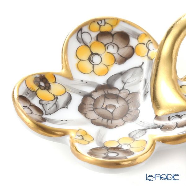 ヘレンド ペンダントトップ C1 08176-0-05 フワラー ブラック／オレンジ 4×3.5cm