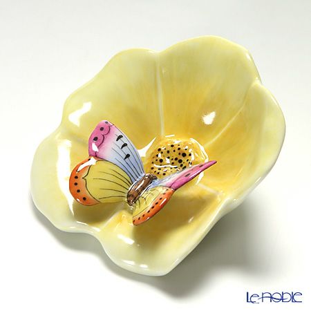 ヘレンド ファンタジー CD1 09252-0-17 葉とチョウ 6.5cm イエロー