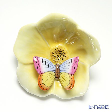 ヘレンド ファンタジー CD1 09252-0-17 葉とチョウ 6.5cm イエロー