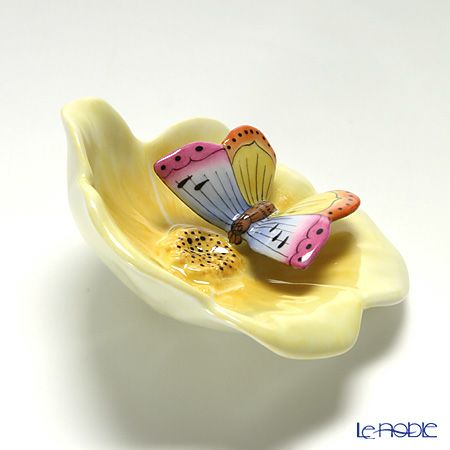 ヘレンド ファンタジー CD1 09252-0-17 葉とチョウ 6.5cm イエロー