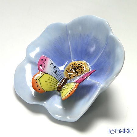 ヘレンド ファンタジー CD 09252-0-17 葉とチョウ 6.5cm ブルー