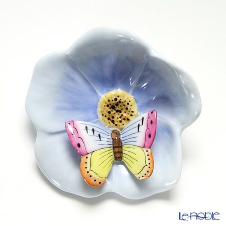 ヘレンド ファンタジー CD 09252-0-17 葉とチョウ 6.5cm ブルー