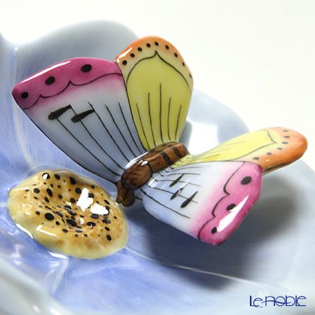 ヘレンド ファンタジー CD 09252-0-17 葉とチョウ 6.5cm ブルー