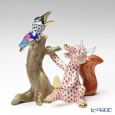 ヘレンド人形 15693-0-00 VH キツネとカラス 12.5cm