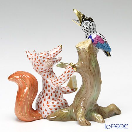 ヘレンド人形 15693-0-00 VH キツネとカラス 12.5cm