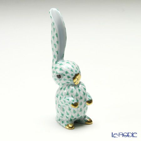 ヘレンド人形 05325-0-00 VHV タチミミバニー 9.8cm グリーン