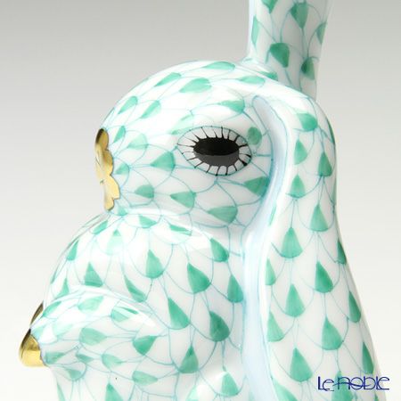 ヘレンド人形 05325-0-00 VHV タチミミバニー 9.8cm グリーン