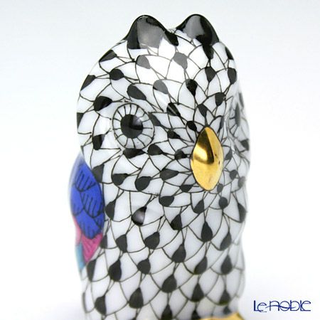 ヘレンド人形 05102-0-00 VHNM ミニフクロウ ブラック