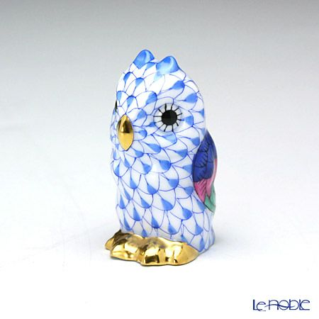 ヘレンド人形 05102-0-00 VHB ミニフクロウ ブルー